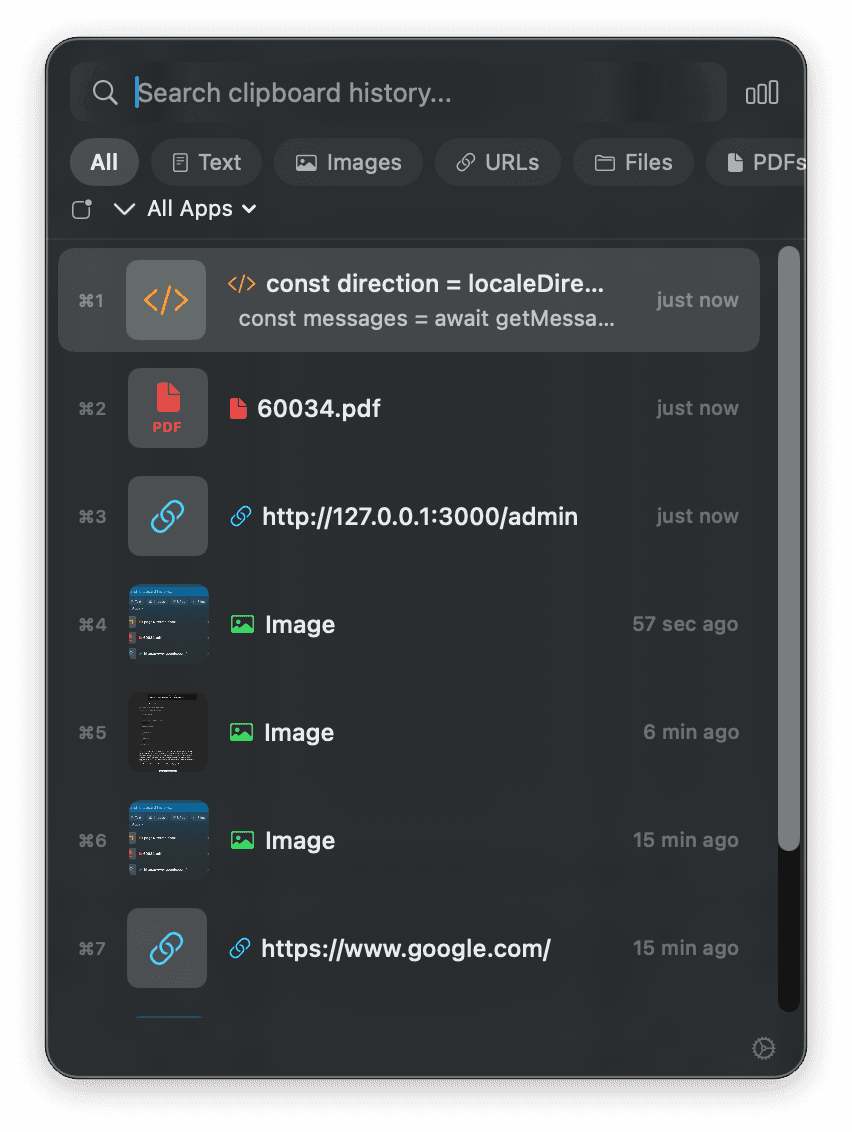 Recopy dark mode design